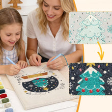 Laden Sie das Bild in den Galerie-Viewer, Punch Needle mit Rahmen - Magischer Weihnachtsbaum
