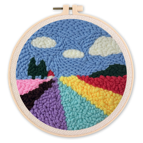 Punch Needle set Feld mit Tulpen