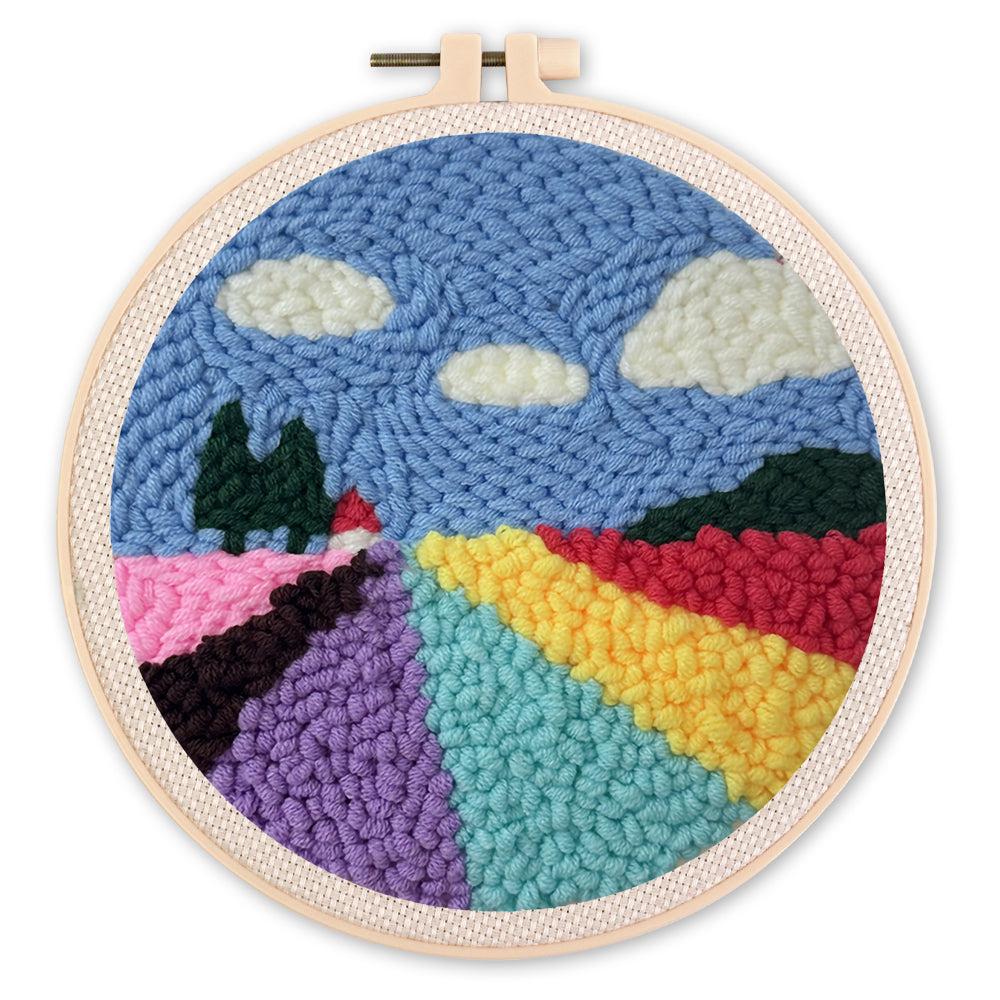 Punch Needle set Feld mit Tulpen