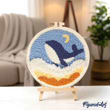 Laden Sie das Bild in den Galerie-Viewer, Punch Needle Himmelblauer Wal