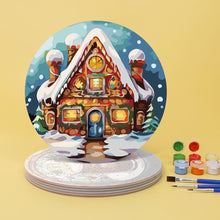 Laden Sie das Bild in den Galerie-Viewer, Malen nach Zahlen 20 cm Tischsets (6 Stück) - Lebkuchenhaus, Weihnachtsbaum und Winter-Designs