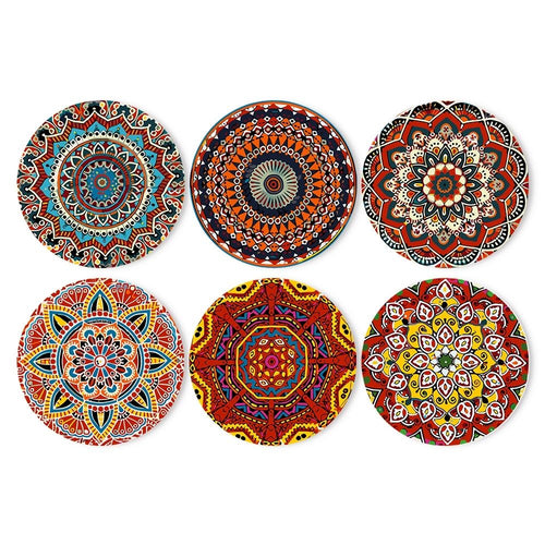 Malen nach Zahlen 20 cm Tischsets (6 Stück) - Böhmische Mandala Rund