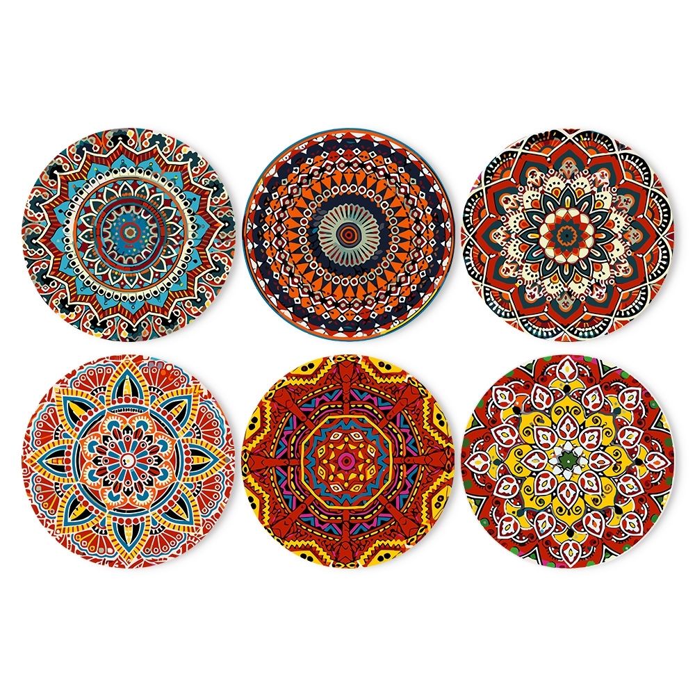 Malen nach Zahlen 20 cm Tischsets (6 Stück) - Böhmische Mandala Rund