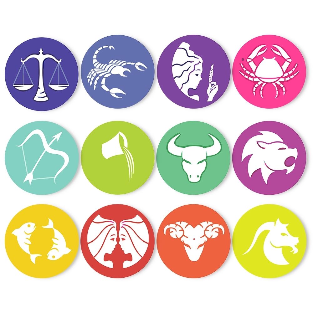 Malen nach Zahlen 20 cm Tischsets (12 Stück) - Tierkreiszeichen Serie 2
