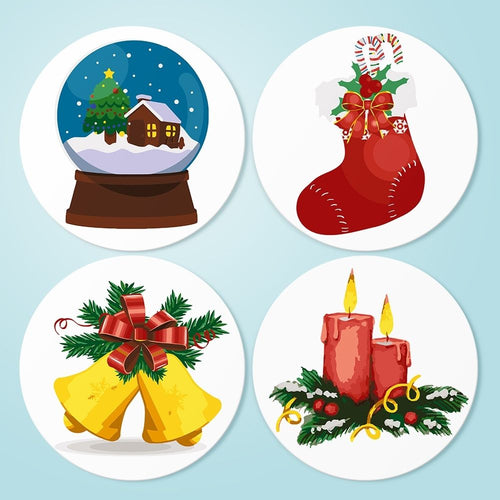 Malen nach Zahlen 20 cm Tischsets (4 Stück) - Klassische Weihnachtsfreude Figured'Art