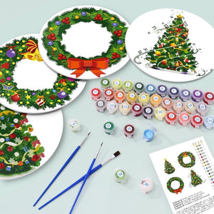 Malen nach Zahlen 20 cm Tischsets (4 Stück) - Immergrüne Kränze