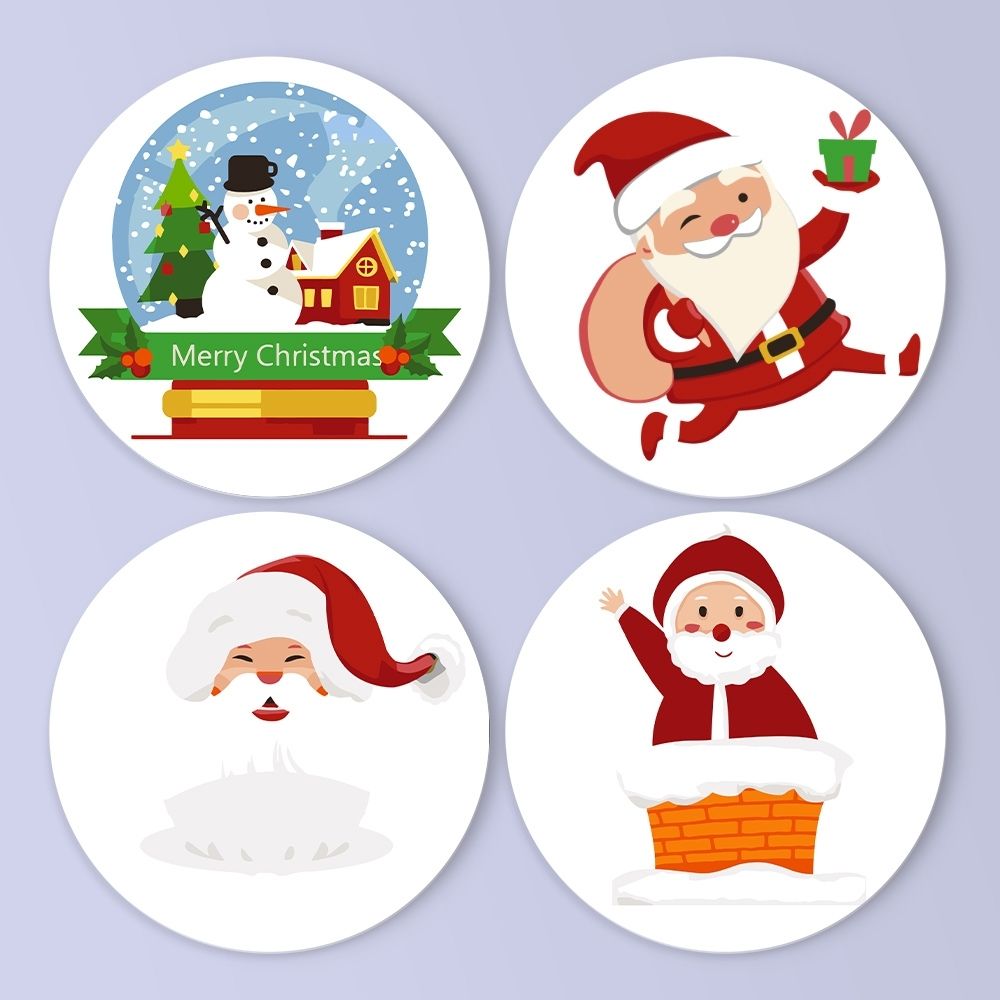 Malen nach Zahlen 20 cm Tischsets (4 Stück) - Weihnachtsmann und Schneelächeln Figured'Art