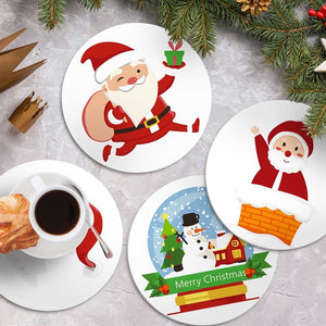 Malen nach Zahlen 20 cm Tischsets (4 Stück) - Weihnachtsmann und Schneelächeln