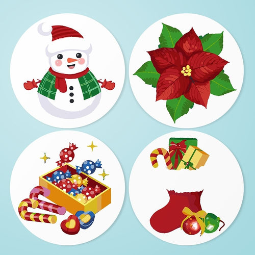 Malen nach Zahlen 20 cm Tischsets (4 Stück) - Schneemann Weihnachtsstern Geschenke Figured'Art