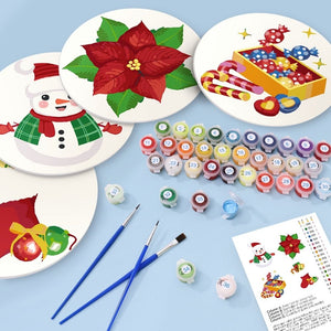 Malen nach Zahlen 20 cm Tischsets (4 Stück) - Schneemann Weihnachtsstern Geschenke