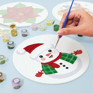Malen nach Zahlen 20 cm Tischsets (4 Stück) - Schneemann Weihnachtsstern Geschenke
