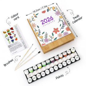 Malen nach Zahlen Kalender 2026 – Saisonale Blumen