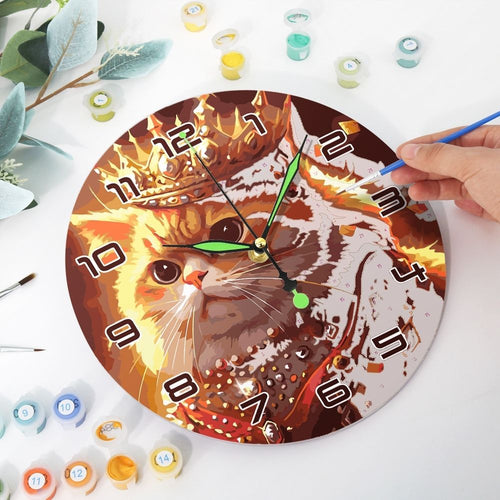 Malen nach Zahlen Uhr - Königliche Katze