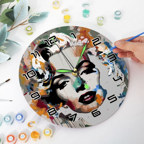 Malen nach Zahlen Uhr - Marilyn-Porträt