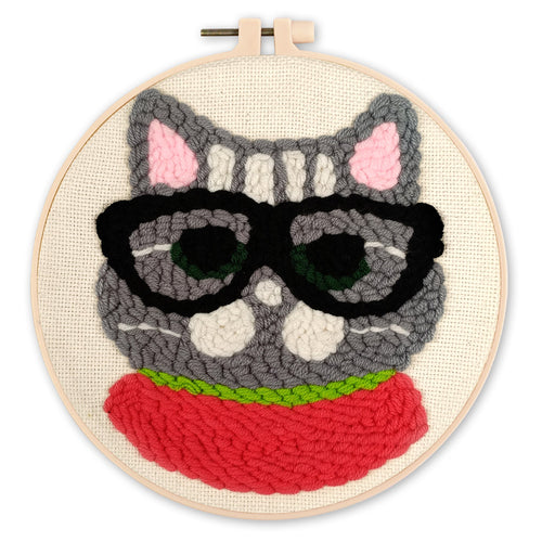 Punch Needle set Nerd-Katze