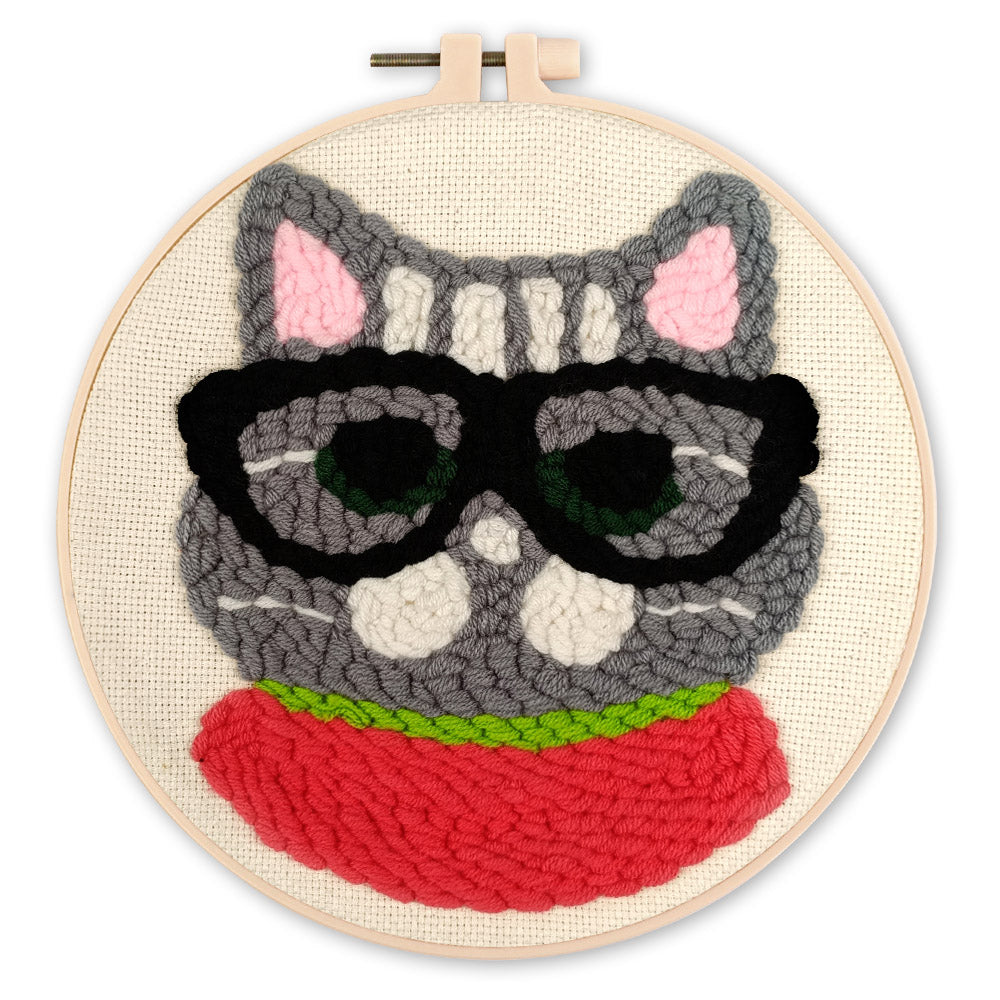 Punch Needle set Nerd-Katze