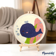Laden Sie das Bild in den Galerie-Viewer, Punch Needle Lächelnder Blauer Wal