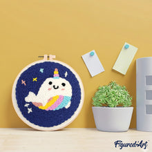 Laden Sie das Bild in den Galerie-Viewer, Punch Needle Einhorn-Wal