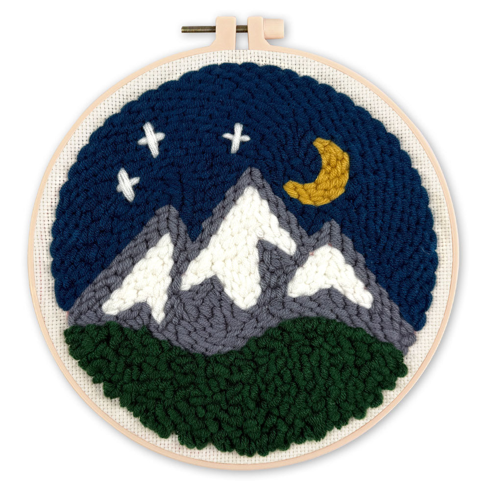 Punch Needle set Berge bei Nacht