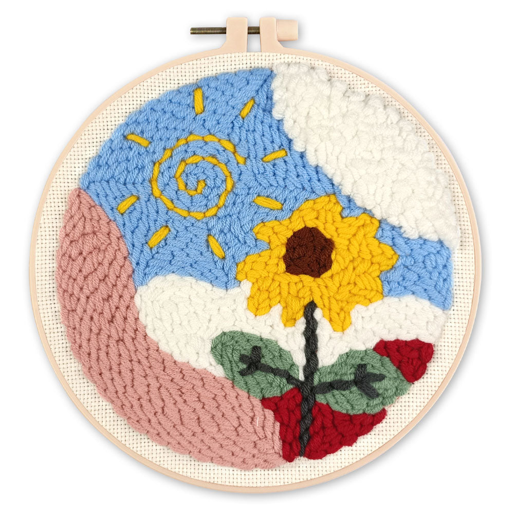 Punch Needle set Blume bei Sonnenaufgang
