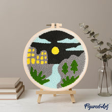 Laden Sie das Bild in den Galerie-Viewer, Punch Needle Fluss bei Nacht