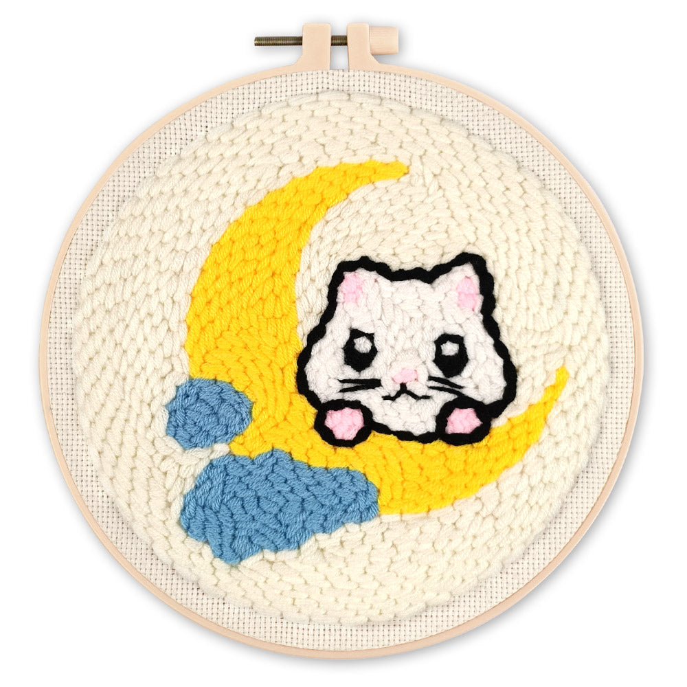 Punch Needle set Katze auf dem Mond