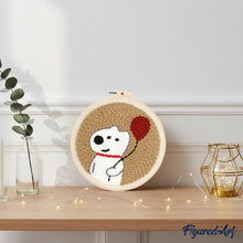 Laden Sie das Bild in den Galerie-Viewer, Punch Needle Weißer Hund und Ballon