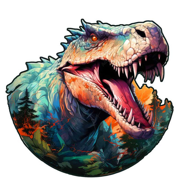 2D Holzpuzzle – Dinosaurier im Wald