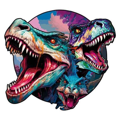 2D Holzpuzzle – Zwilling Dinosaurier und Eidechse