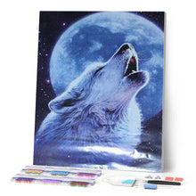Laden Sie das Bild in den Galerie-Viewer, Diamond Painting | Diamond Painting - Howling Wolf and Full Moon | animals Diamond Painting Animals rabbits wolves | FiguredArt