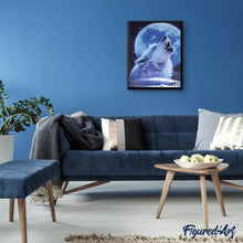 Laden Sie das Bild in den Galerie-Viewer, Diamond Painting | Diamond Painting - Howling Wolf and Full Moon | animals Diamond Painting Animals rabbits wolves | FiguredArt