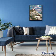 Laden Sie das Bild in den Galerie-Viewer, Diamond Painting – Haus an der Küste – 40 x 50 cm auf Keilrahmen gespannt | Figured'Art