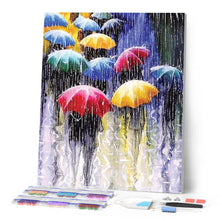 Laden Sie das Bild in den Galerie-Viewer, Diamond Painting | Diamond Painting - Umbrellas in the Rain | Diamond Painting Romance romance | FiguredArt