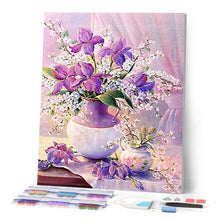 Laden Sie das Bild in den Galerie-Viewer, Diamond Painting – Schöner Blumenstrauß von lila Blumen