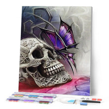 Laden Sie das Bild in den Galerie-Viewer, Diamond Painting | Diamond Painting - Skull and Butterfly | animals butterflies Diamond Painting Animals | FiguredArt