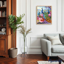 Laden Sie das Bild in den Galerie-Viewer, Diamond Painting – Pfauen und Blumen am See