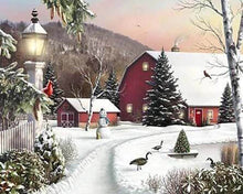 Laden Sie das Bild in den Galerie-Viewer, Diamond Painting, Bauernhof im Schnee