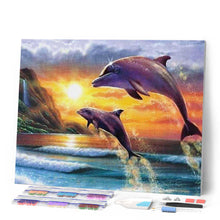 Laden Sie das Bild in den Galerie-Viewer, Diamond Painting | Diamond Painting - Dolphins at sunrise | animals Diamond Painting Animals dolphins | FiguredArt