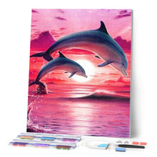 Laden Sie das Bild in den Galerie-Viewer, Diamond Painting | Diamond Painting - Dolphins at sunset | animals Diamond Painting Animals dolphins | FiguredArt