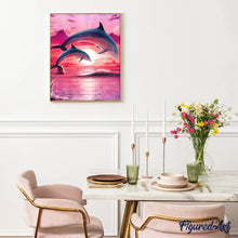 Laden Sie das Bild in den Galerie-Viewer, Diamond Painting | Diamond Painting - Dolphins at sunset | animals Diamond Painting Animals dolphins | FiguredArt