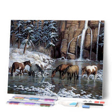 Laden Sie das Bild in den Galerie-Viewer, Diamond Painting | Diamond Painting - Horses in the river | animals Diamond Painting Animals Diamond Painting Landscapes horses landscapes |