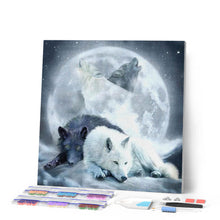 Laden Sie das Bild in den Galerie-Viewer, Diamond Painting | Diamond Painting - Wolves howling at the Moon | animals Diamond Painting Animals rabbits wolves | FiguredArt