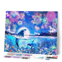 Laden Sie das Bild in den Galerie-Viewer, Diamond Painting | Diamond Painting - Dolphins and Fireworks | animals Diamond Painting Animals Diamond Painting Landscapes dolphins
