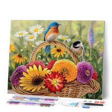 Laden Sie das Bild in den Galerie-Viewer, Diamond Painting | Diamond Painting - Basket of Flowers and Birds | animals birds Diamond Painting Animals | FiguredArt