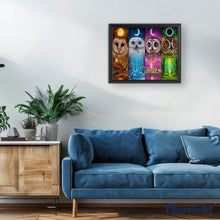 Laden Sie das Bild in den Galerie-Viewer, Diamond Painting | Diamond Painting - Multicolored Owls | animals Diamond Painting Animals owls | FiguredArt