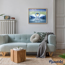 Laden Sie das Bild in den Galerie-Viewer, Diamond Painting | Diamond Painting - Swans and Heart | animals birds Diamond Painting Animals Diamond Painting Romance romance | FiguredArt