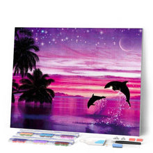 Laden Sie das Bild in den Galerie-Viewer, Diamond Painting | Diamond Painting - Dolphins having fun | animals Diamond Painting Animals Diamond Painting Landscapes dolphins landscapes
