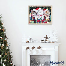 Laden Sie das Bild in den Galerie-Viewer, Diamond Painting | Diamond Painting - Three Kittens Christmas | animals cats christmas Diamond Painting Animals | FiguredArt