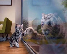 Laden Sie das Bild in den Galerie-Viewer, Diamond Painting, Kätzchen und Tiger Spiegelung