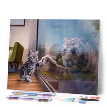 Laden Sie das Bild in den Galerie-Viewer, Diamond Painting | Diamond Painting - Kitten and Tigers reflection | animals cats Diamond Painting Animals tigers | FiguredArt